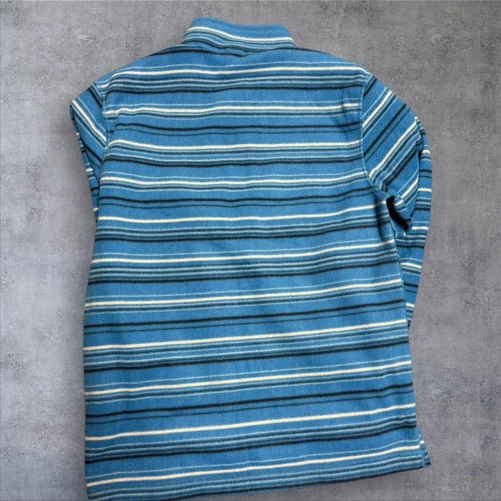 North Face striped‎ blue fleece pullover sweater medium